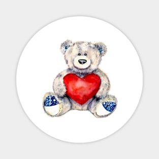 teddy bear with heart i love you Magnet